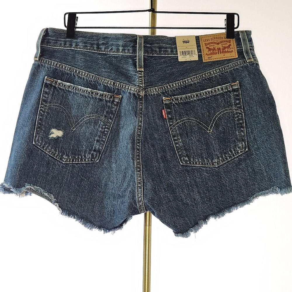 Levi's Distressed Blue Jean Shorts - Picture 2 of 6